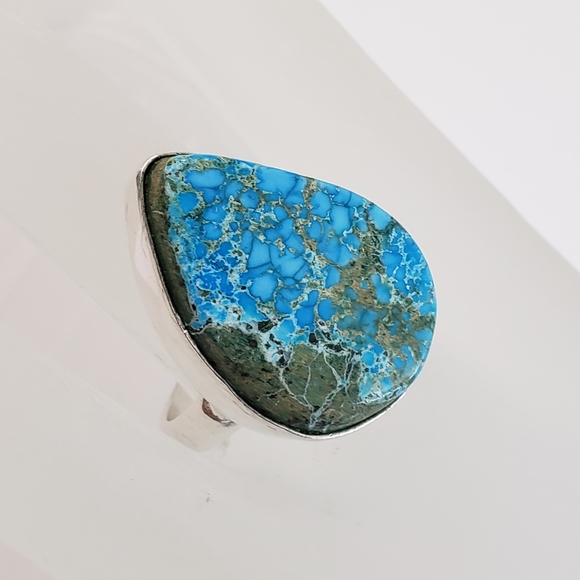 Artisan Jewelry - #26 - Posh Show - Tibetan turquoise ring size 9.5 solid silver real turquoise